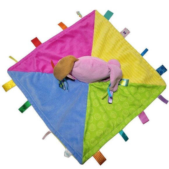 Taggies Baby Lovey Bunny Rabbit Patchkin Pals Security Blanket Plush Toy 14x14 - Picture 4 of 13